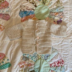 Perfect handmade vintage crochet baby cardigan